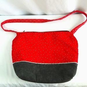 Hand Crafted Red and Black Fabric Over The Shoulder Bag